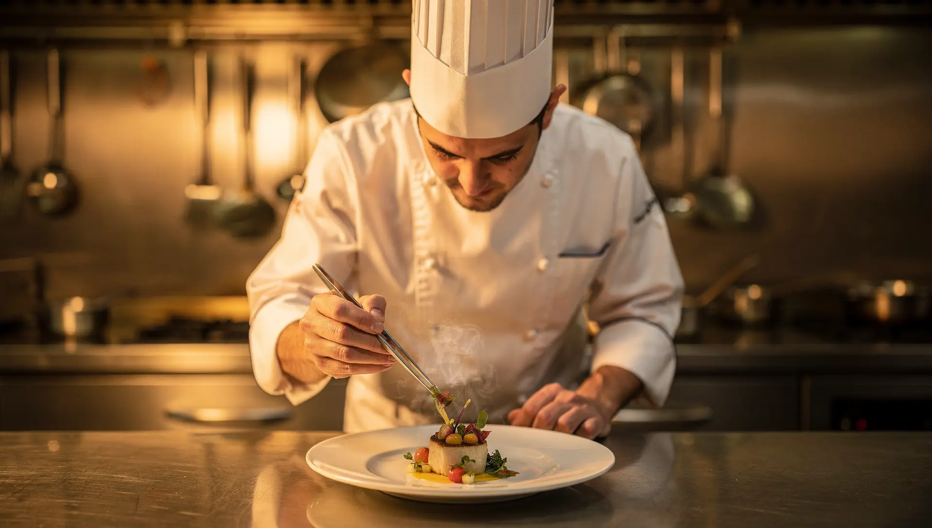 Kuechenchef Alejandro bei der Zubereitung